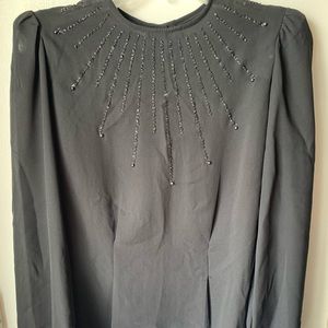 3/$20 Vintage Sarah Taylor black sheer beaded long sleeve blouse.